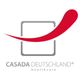 Logo von Casada Deutschland mit rotem Bogen und grauem Quadrat, Text: "healthcare".