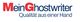 Logo: "MeinGhostwriter" in Blau/Rot, darunter der Slogan "Qualität aus einer Hand".