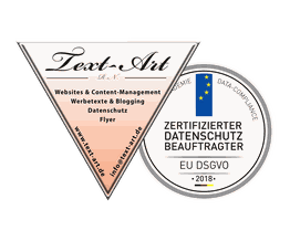 Dreieck und Kreis mit Text zu Datenschutz, Content-Management und EU DSGVO Zertifizierung.