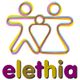 Logotipo colorido con figuras humanas y el texto "elethia" en la parte inferior.