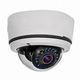 Dome-shaped security camera with infrared LEDs for surveillance.