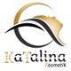 Logo von "Katalina Kosmetik" mit stilisiertem Frauengesicht und gold-schwarzem Design.