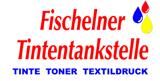 Logo mit Text: "Fischelner Tintentankstelle" und "Tinte Toner Textildruck" in blau und rot.