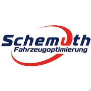 Logo von "Schemuth Fahrzeugoptimierung" mit modernem Design und roten Schwunglinien.