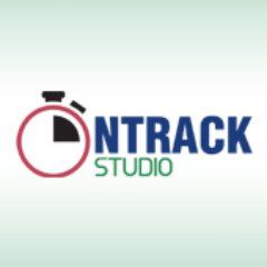 Stopwatch logo with "Ontrack Studio" text in blue and green on a light green background.