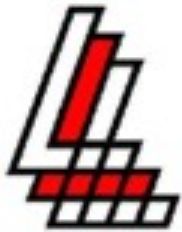 Abstraktes Logo mit roten und schwarzen Linien, die ein stilisiertes "L" bilden.