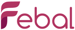 Logotipo de "Febal" en letras rosadas con diseño estilizado a la izquierda.