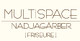 Textlogo: "MULTISPACE NADJA GARBER FRISURE" in schlichtem Design auf hellem Hintergrund.