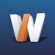 3D-Buchstabe "W" in Weiß und Orange auf blauem Hintergrund.