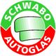 Logo mit grün-rotem Kreis und der Aufschrift "Schwabo Autoglas" sowie Scheibengrafik in der Mitte.