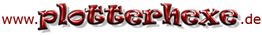 Logo mit dem Text "www.plotterhexe.de" in rot, mit einem verspielten Schriftstil.