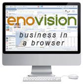 Computerbildschirm mit "enovision business in a browser" Text.
