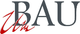 Logo mit dem Schriftzug "BAU" und rotem Pinselstrich darunter.