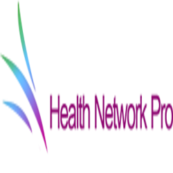 Logo with colorful abstract leaves and the text "Health Network Pro" in purple.