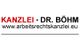 Kanzlei-Logo mit Text: "KANZLEI DR. BÖHM, www.arbeitsrechtskanzlei.eu".