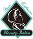 Logo of "Your Highness Beauty Salon" with silhouette of a woman's face in a diamond shape.