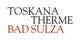 „Toskana Therme Bad Sulza“ in schwarzer und roter Schrift auf weißem Hintergrund.