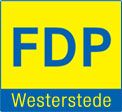 Logo der FDP Westerstede in Blau auf gelbem Hintergrund.