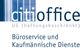 Blaue und weiße Grafik, Text: "citioffice UG, Büroservice und Kaufmännische Dienste".