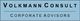 Blaues Logo mit schwarzem Text: "Volkmann Consult", darunter "Corporate Advisors".