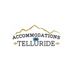 Logo with text: "Accommodations in Telluride" below mountain outline.