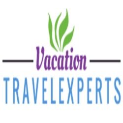 Logo with green leaves, purple "Vacation," and blue "TRAVELEXPERTS" text.