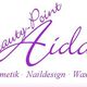 Lila Schriftzug: "Beauty-Point Lida, Kosmetik, Naildesign, Waxing".