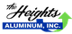 Logo for The Heights Aluminum, Inc. with blue and green arrows and stylish text.