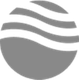 Logo grigio con onde curve su una sfera.