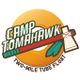 Logo of Camp Tomahawk Two-Mile Tube Float with tomahawk and floating tube graphic.