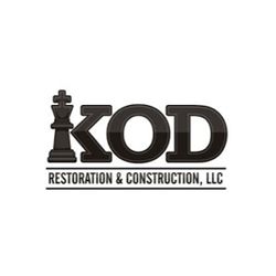 Logo of KOD Restoration & Construction, LLC with a chess piece beside the letters.