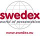Logo mit dem Text "swedex world of presentation" vor einem Globus, darunter "www.swedex.eu".