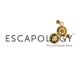 Logo of Escapology with gear elements and the slogan "The Live Escape Game."