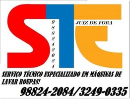 Logo "STE Juiz de Fora" para conserto de máquinas de lavar, com telefones de contato.
