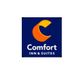 Comfort Inn & Suites logo with an abstract orange and yellow "C" on a blue background.