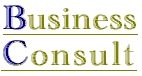 Textlogo mit den Wörtern "Business Consult", die in zwei Zeilen untereinander stehen.