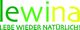 Logo mit grün-gelbem Text "Lewina" und Slogan "Lebe wieder natürlich!".