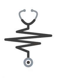 Stetoscopio stilizzato con tubo a zigzag su sfondo bianco.