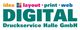Logo mit Text: "idea layout print web DIGITAL Druckservice Halle GmbH".