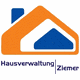 Logo mit orange-blauem Hausumriss, Text "Hausverwaltung Ziemer".