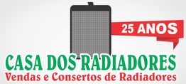 Logotipo "Casa dos Radiadores" com 25 anos, vendas e consertos de radiadores.