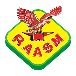 Logo RAASM: aquila su incudine, scritta rossa su sfondo giallo e bordo verde.