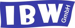 Logo mit blauer Hintergrundfarbe, darin steht "IBW GmbH" in weißen Buchstaben.