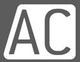 Icono de letras "AC" en un fondo gris rectangular.