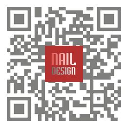 QR-Code mit rotem Quadrat in der Mitte, darauf steht "Nail Design" in weißer Schrift.