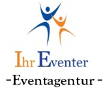 Logo der Eventagentur "Ihr Eventer" mit stilisierten Figuren in Blau und Orange.