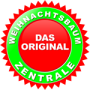 Siegel mit rotem Zentrum: "Das Original." Grüner Rand: "Weihnachtsbaumzentrale."
