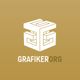 Goldenes 3D-Labyrinth-Logo mit dem Text „GRAFIKERORG“ davor.