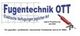 Logo von Fugentechnik OTT mit Slogan zur Qualität und einem Bild einer Silikonkartusche.