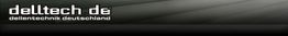 Schwarzes Banner mit weißem Text: "delltech de dellen­technik deutschland".